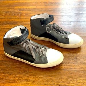 Men’s Pierre Hardy Black and Grey Leather Mid Top Trainer Sneakers